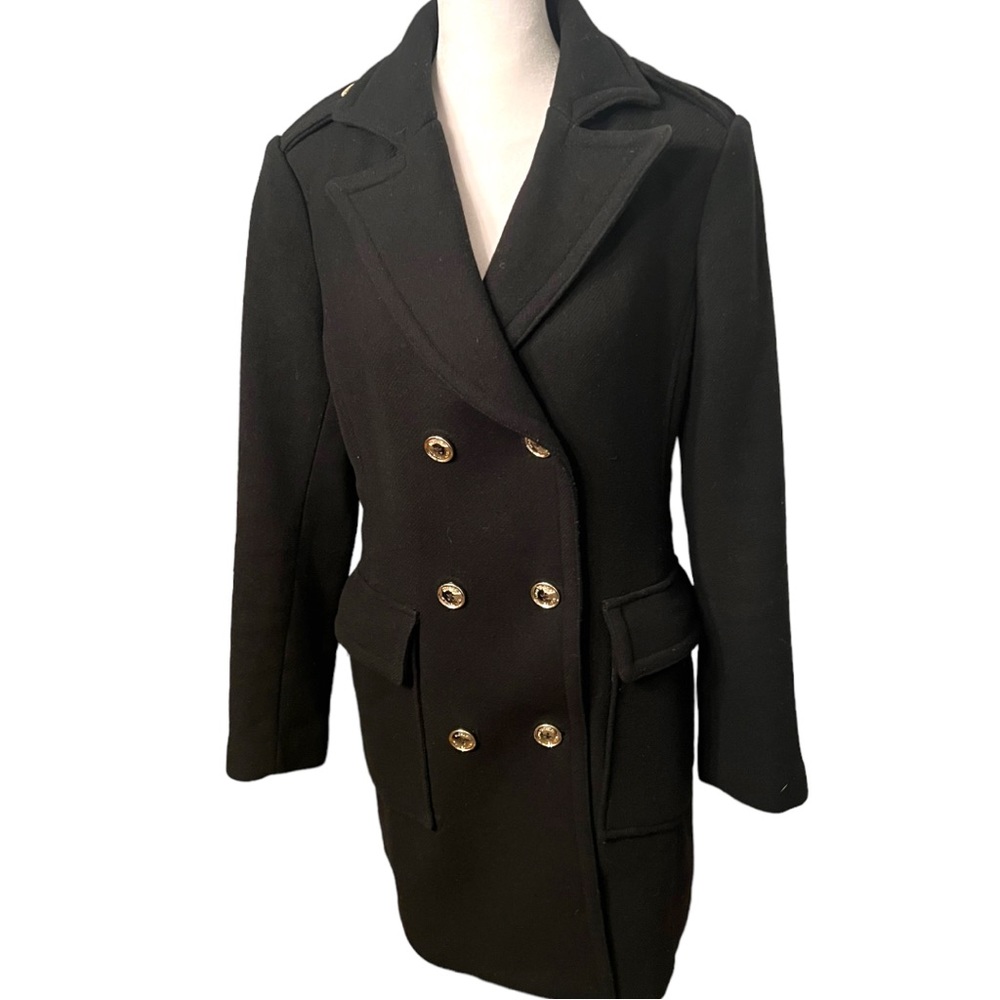 MICHAEL Michael Kors Double-Breasted Black Wool Coat, Sz S